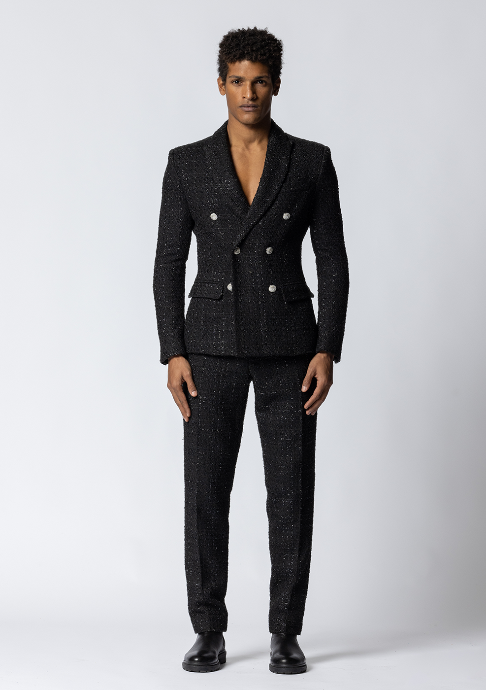 CÉLÉBRATION - BLAZER CROISÉ TWEED NOIR