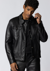 HORIZON - VESTE JEANS EN CUIR NOIR