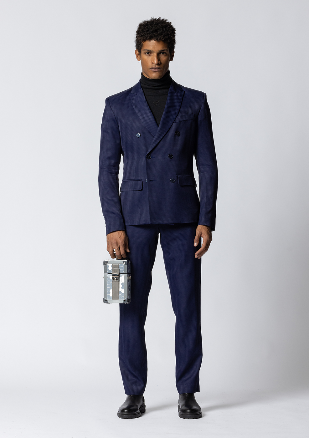 DYNASTIE - BLAZER CROISÉ BLEU MARINE